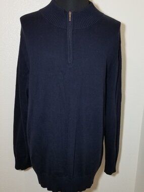 Garret Scott Mens XXL Navy Blue 100% Italian Pima Cotton 1/4 Zip Sweater Preppy